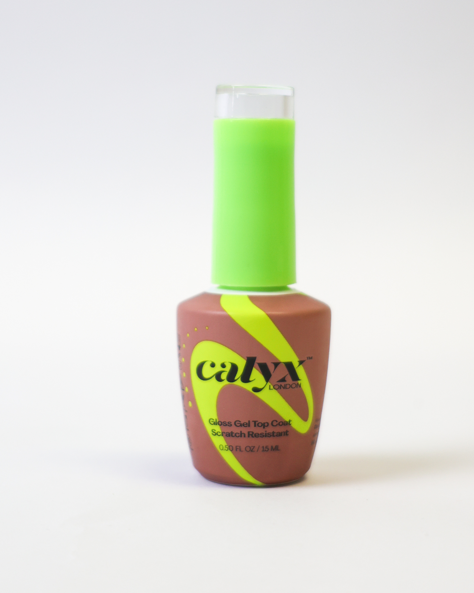 Glossy UV Topcoat UV gel topcoat bottle by Calyx London
