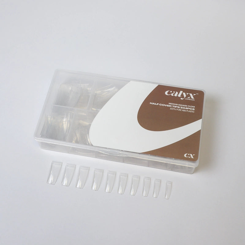 Soft Gel Medium Square Clear Tip professional nail product by Calyx London