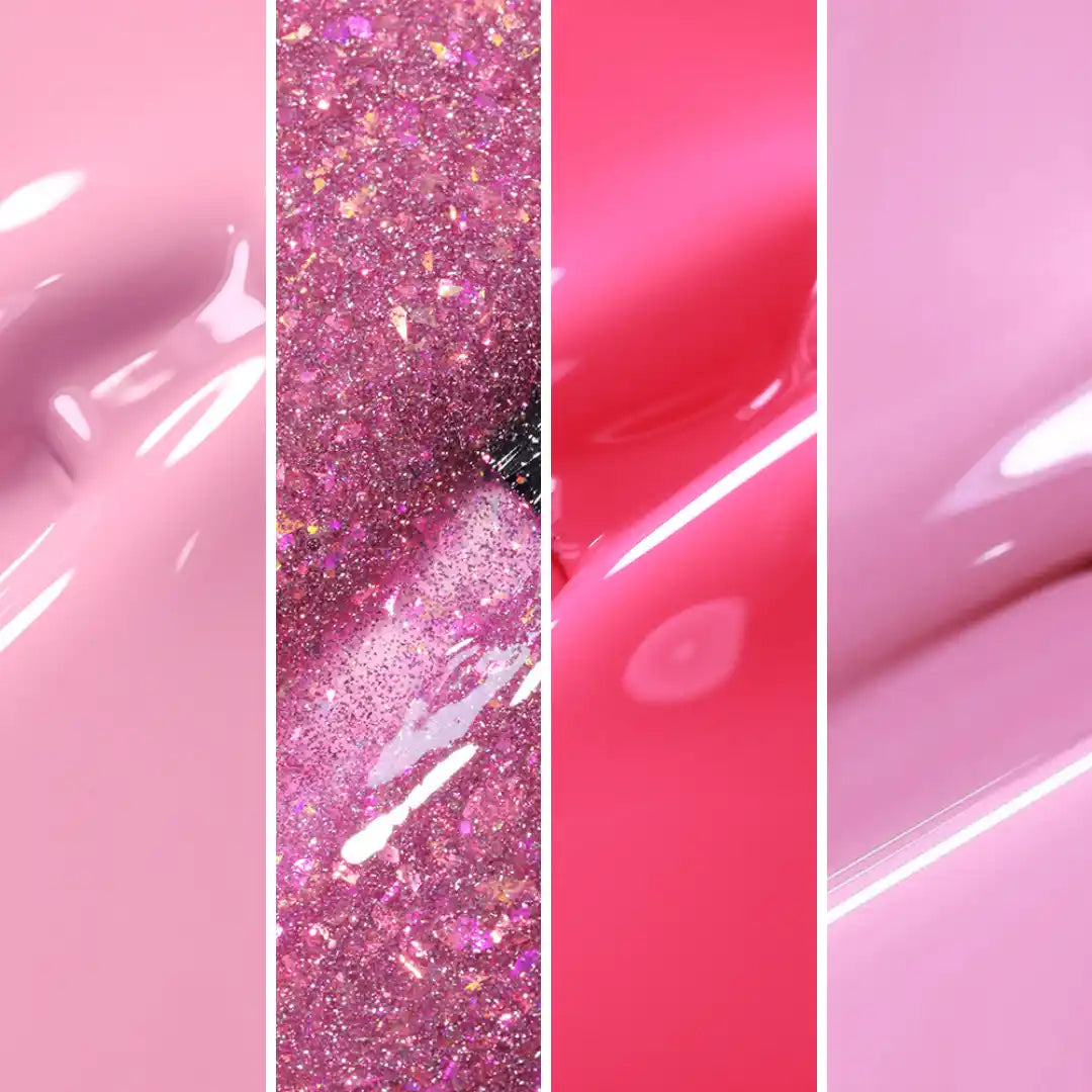 calyx london pink petal gel polish pink glitter 