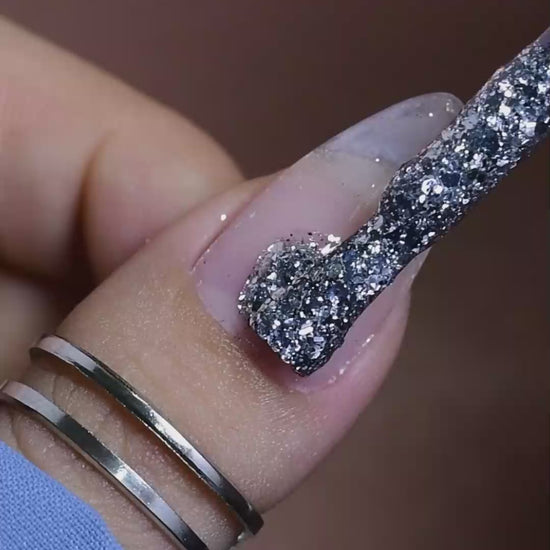 calyx london mirror ball gel polish glitter silver 